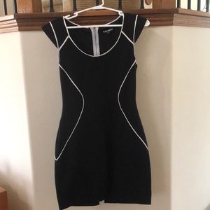 Express black and white ribbed dress